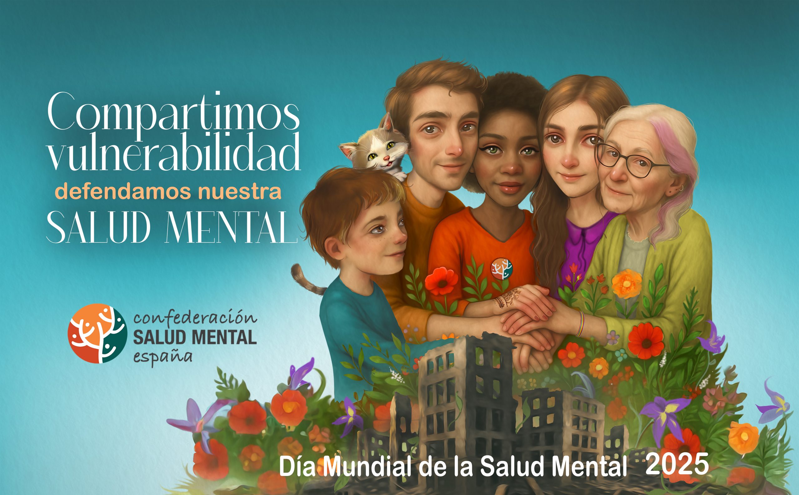 Cartel del Día Mundial de la Salud Mental 2025. Recordemos que la salud mental y el cuidado bucodental están relacionadas. Por esta razón, en la conmemoración del Día Mundial de la Salud Mental, queremos poner de manifiesto la importancia del aspecto psicológico en tu salud oral. Porque muchos de estos síntomas terminan perjudicando a tu salud integral o a su inversa.