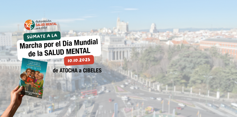 Cartel de la marcha en el Día Mundial de la Salud Mental en Madrid. Según los datos del Consejo General de Dentistas de España, los pacientes con un diagnóstico de trastorno emocional suelen descuidar la higiene general y el cuidado oral. Por esta razón, la depresión afecta a la salud oral en un 61 % de la población que suele manifestarse con algún dolor dental. por esta razón, es necesario dar importancia a la salud mental y el cuidado bucodental.